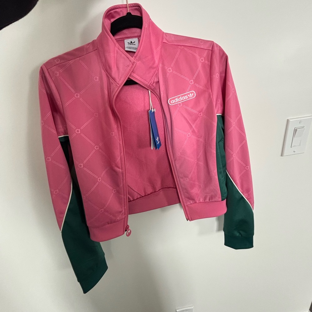Adidas Originals Cropped Track Jacket Pink & Green NWT